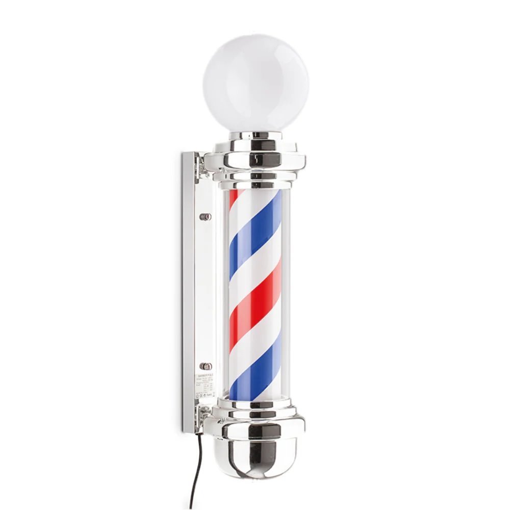Letrero Barbería Peluquería Pole Giratorio Barber Shop 88cm Plateado